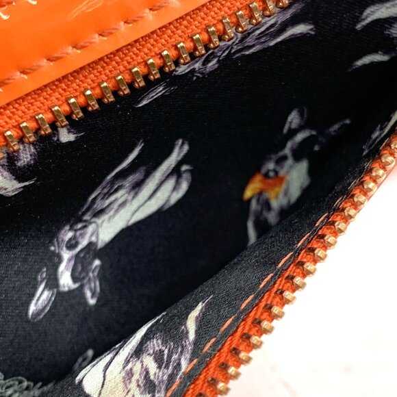 Ted Baker Wallet London Orange Patent Leather Crystal Kiss Lock Frenchie Lining - Picture 5 of 14
